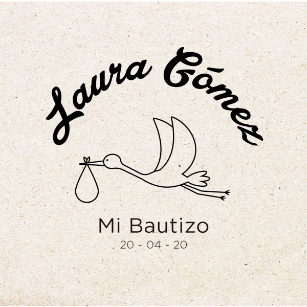 Sello para Bautizo Personalizado "Cigüeña"