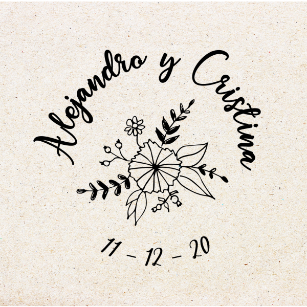 Sello para Boda Personalizado "Flores"