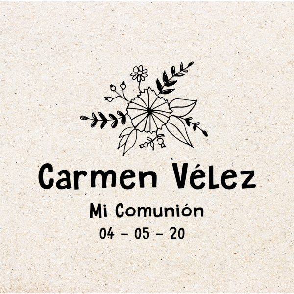 Sello para Comunión Personalizado "Flores"