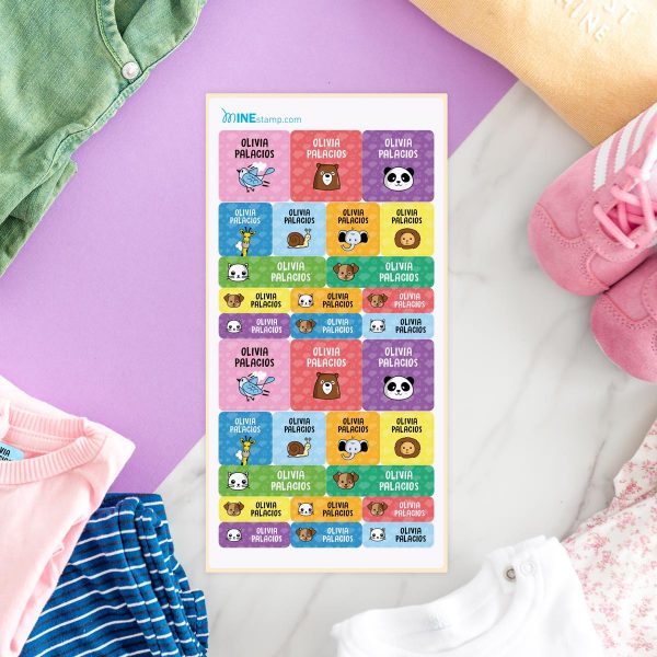 Etiquetas textiles termoadhesivas rectangulares y cuadradas ANIMALES