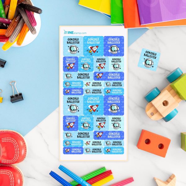 Etiquetas adhesivas rectangulares y cuadradas profesiones ASTRONAUTA