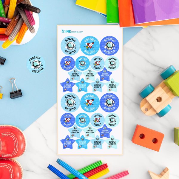 Etiquetas adhesivas redondas y estrellas profesiones ASTRONAUTA