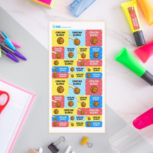 Etiquetas adhesivas rectangulares y cuadradas profesiones BALONCESTO