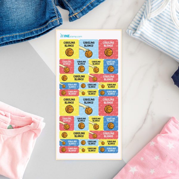 Etiquetas textiles termoadhesivas rectangulares y cuadradas profesiones BALONCESTO