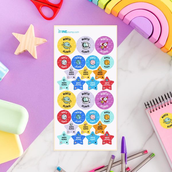 Etiquetas adhesivas redondas y estrellas FANTASÍA