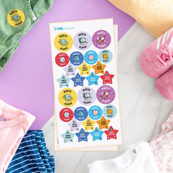 Etiquetas textiles termoadhesivas redondas y estrellas FANTASÍA