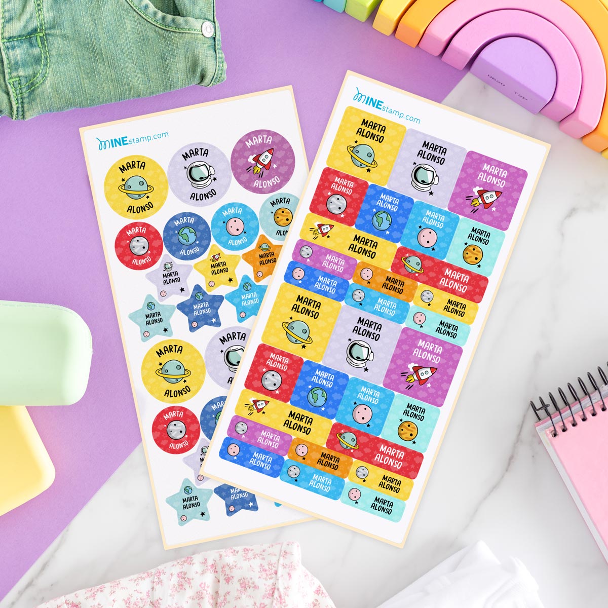 Pack de etiquetas textiles termoadhesivas y adhesivas FANTASÍA