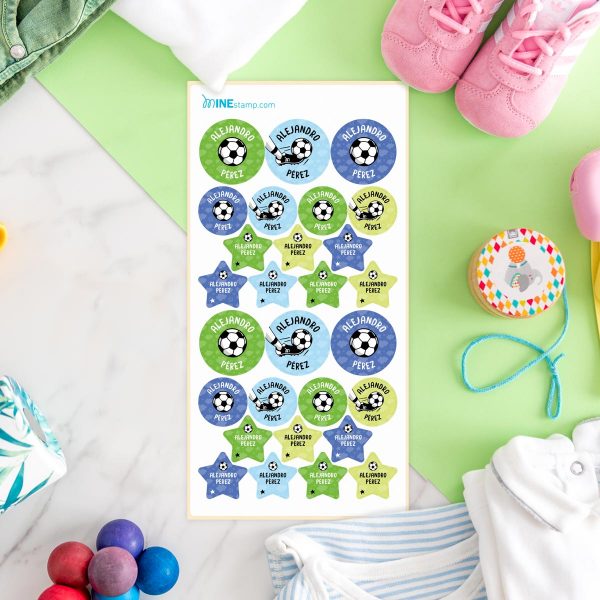 Etiquetas textiles termoadhesivas redondas y estrellas profesiones FÚTBOL