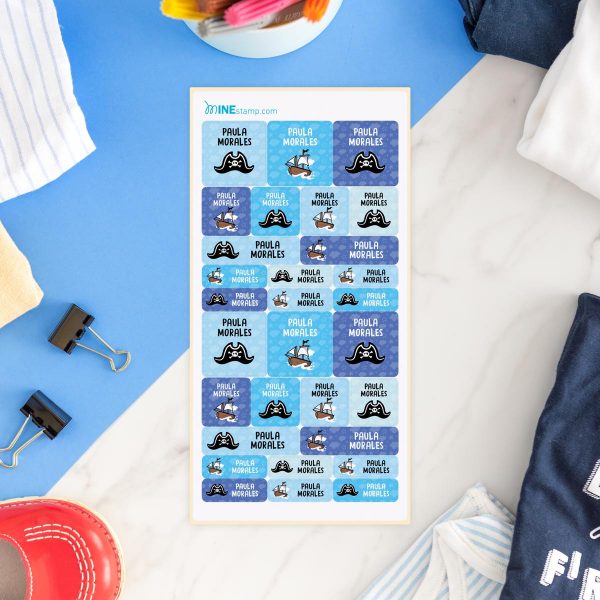 Etiquetas textiles termoadhesivas rectangulares y cuadradas profesiones PIRATA