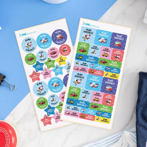 Pack de etiquetas textiles termoadhesivas VEHÍCULOS