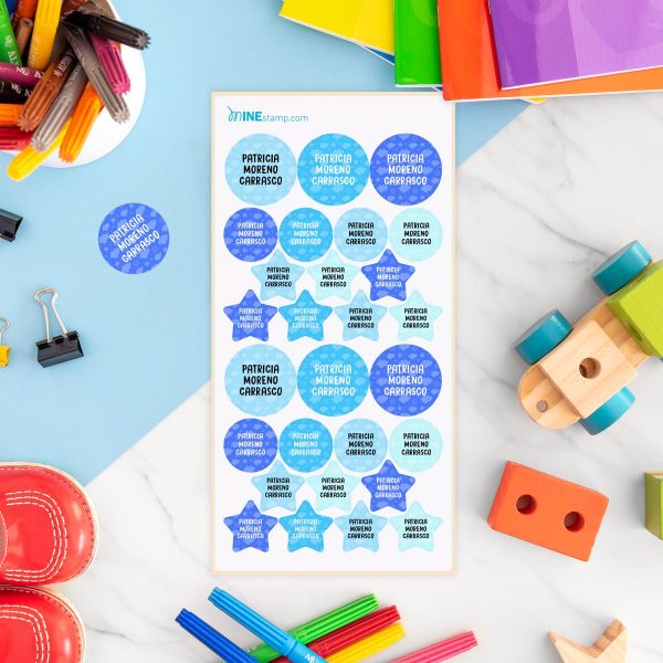 Etiquetas adhesivas redondas y estrellas PATTERN NUBES