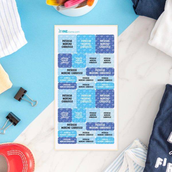 Etiquetas textiles termoadhesivas rectangulares y cuadradas PATTERN NUBES