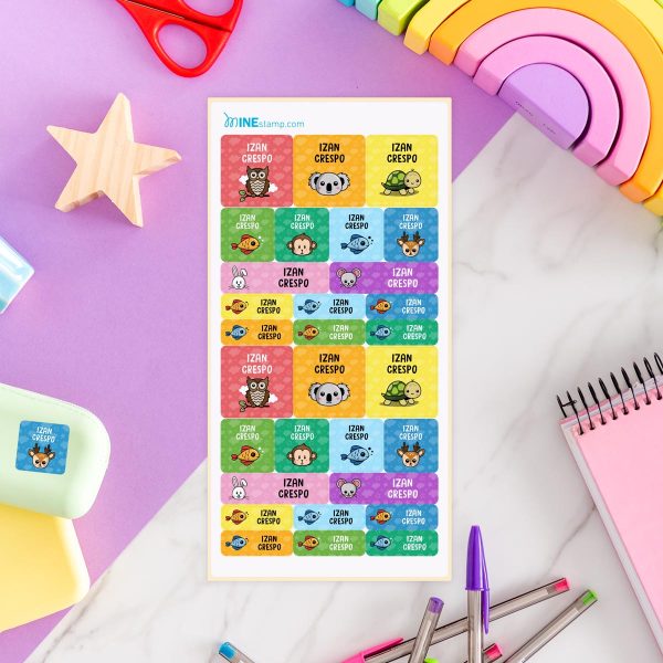 Etiquetas adhesivas rectangulares y cuadradas ANIMALES II