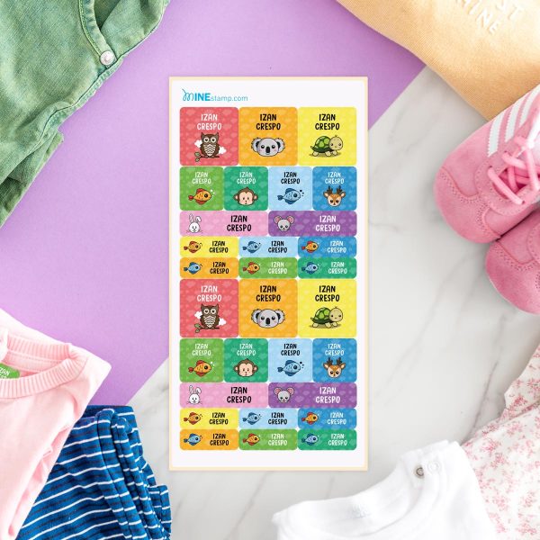 Etiquetas textiles termoadhesivas rectangulares y cuadradas ANIMALES II