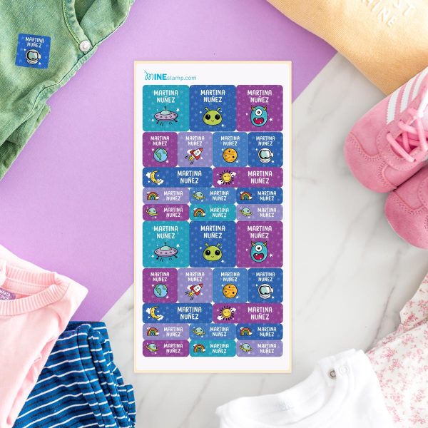 Etiquetas textiles termoadhesivas rectangulares y cuadradas ESPACIO