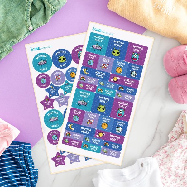 Pack de etiquetas textiles termoadhesivas FANTASÍA ESPACIO