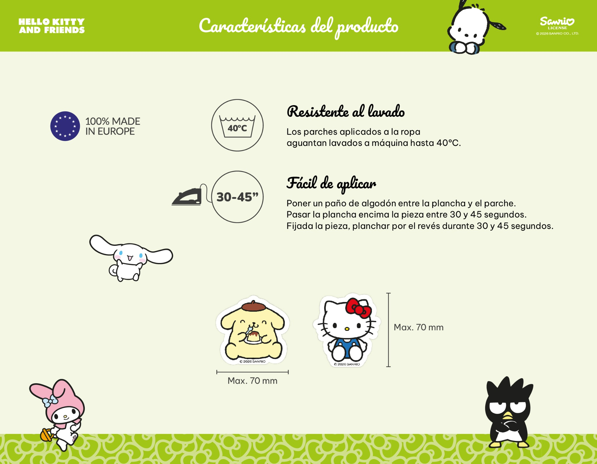 8 Parches Hello Kitty and Friends
