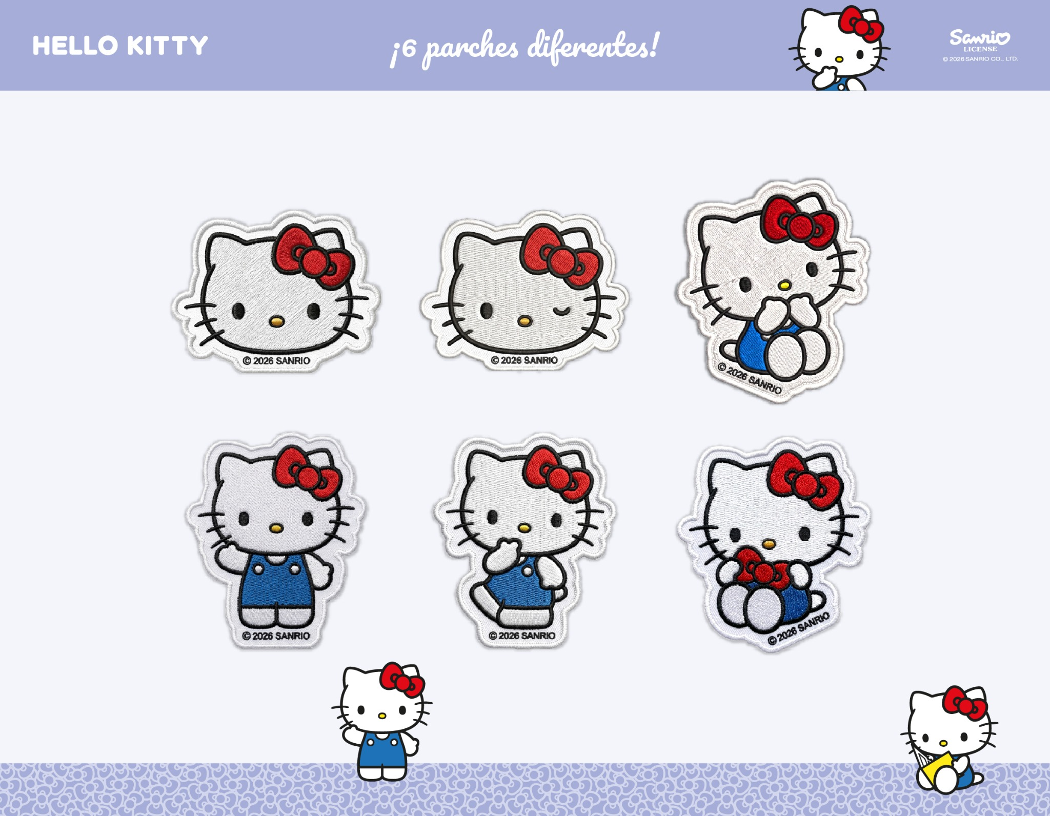 6 Parches Bordados Hello Kitty