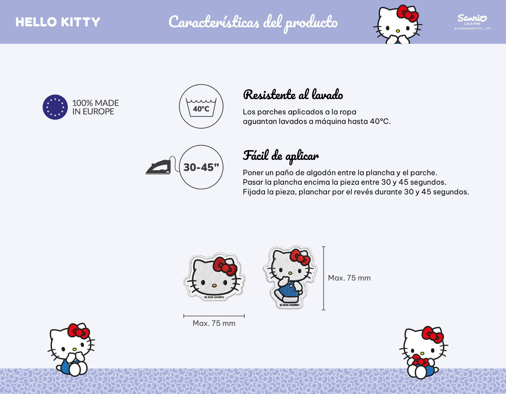 6 Parches Bordados Hello Kitty